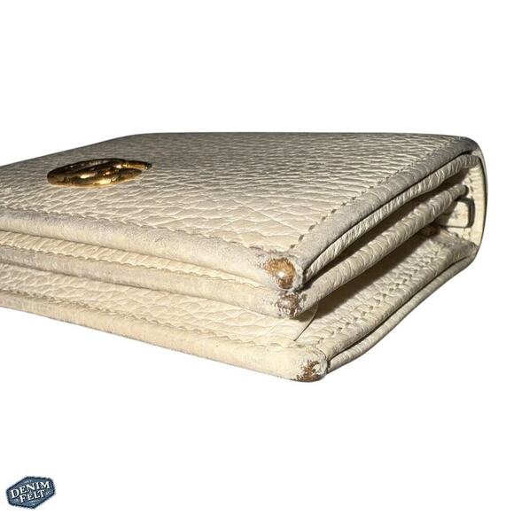 Gucci Marmont Mini Compact Wallet in White Pebbled Leather with Gold Double G - Picture 7 of 16